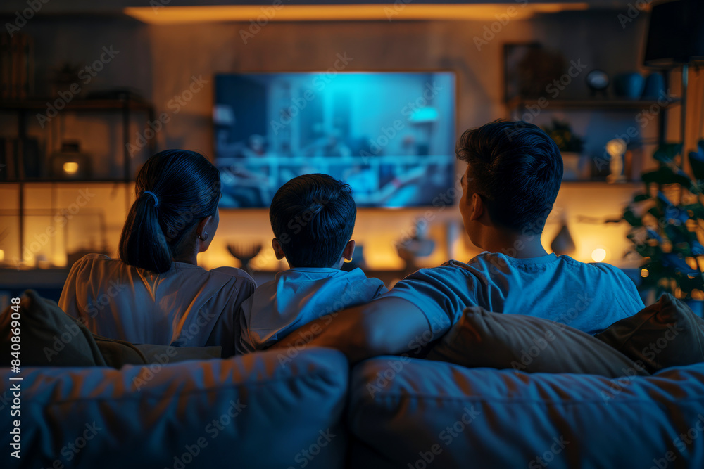Fototapeta premium Family Watching TV Together