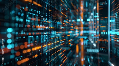 Wallpaper Mural Abstract Server Room with Blue and Orange Lights Torontodigital.ca