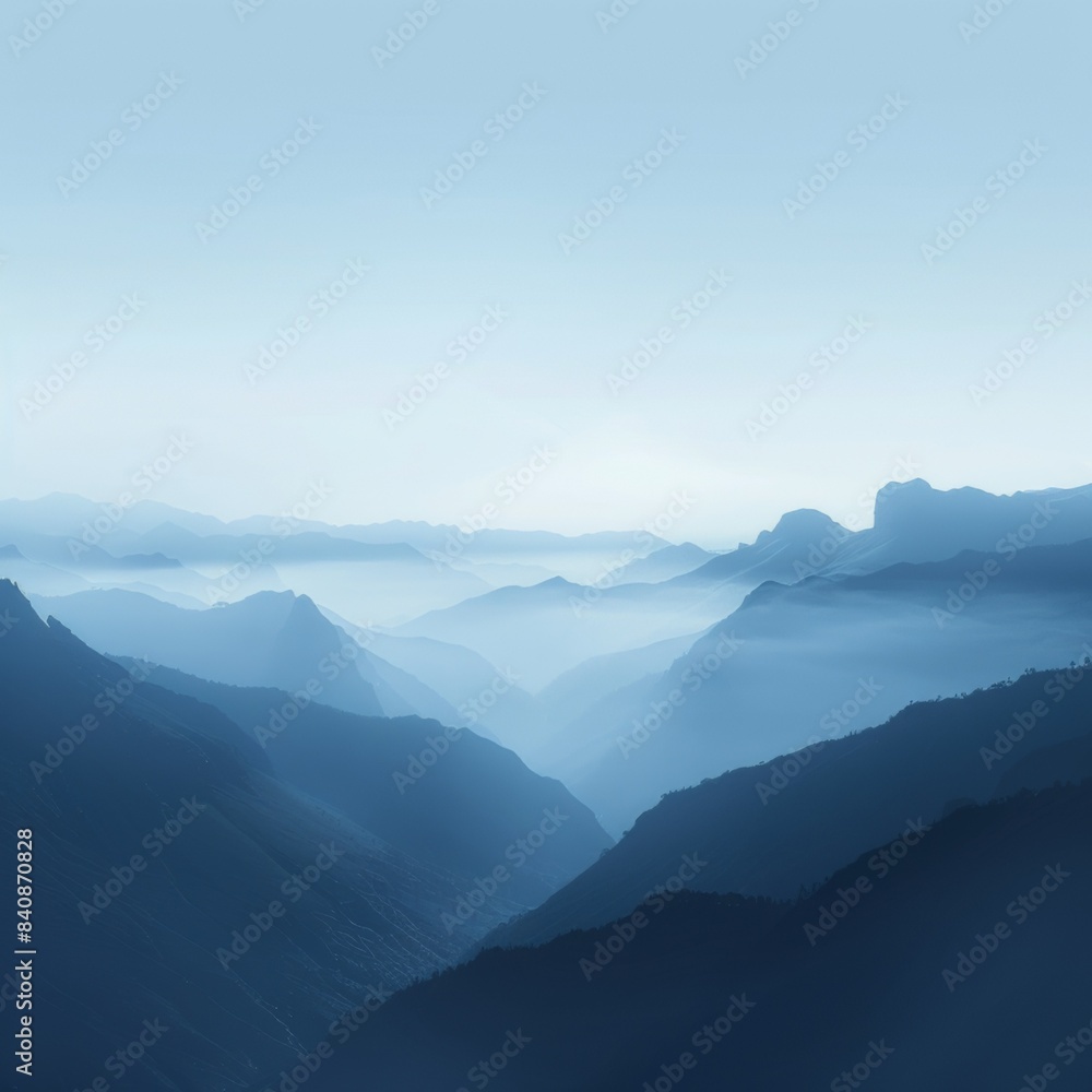 A calming landscape in blue tones. Mountains