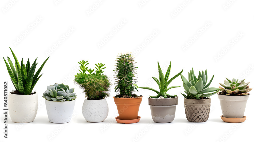 Group of various indoor plants in pots isolated on a white background Group of various indoor plants in pots isolated on a white background