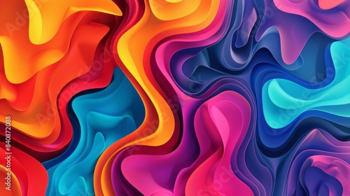Background Colorful Abstract Flowing Shapes