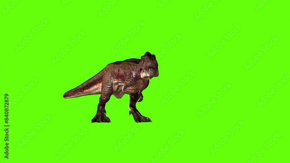 T-rex dinosaur idle investigation loop green screen animation 3D rendering T-rex dinosaur idle investigation loop green screen animation 3D rendering