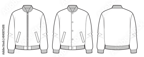 Mans bomber jacket with zipper and buttons clasp
