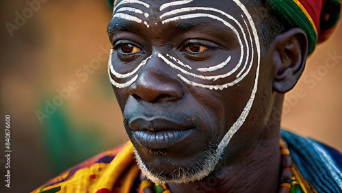 Ghanaian Man Dressed in Traditional Kente Cloth