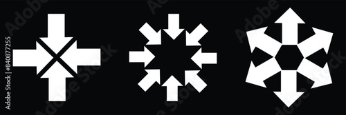  Inward arrow vector. Arrows outward and arrow inward icon symbol vector illustration.