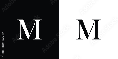 Abstract serif letter MI logo in black and white color for beauty and wedding design logo vector inspiration