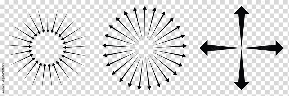 Obraz premium Black arrow pointing to the center.