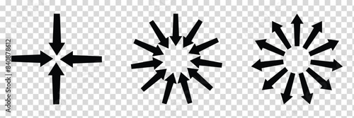 inward and outward arrow to center. icon, vector illustration
