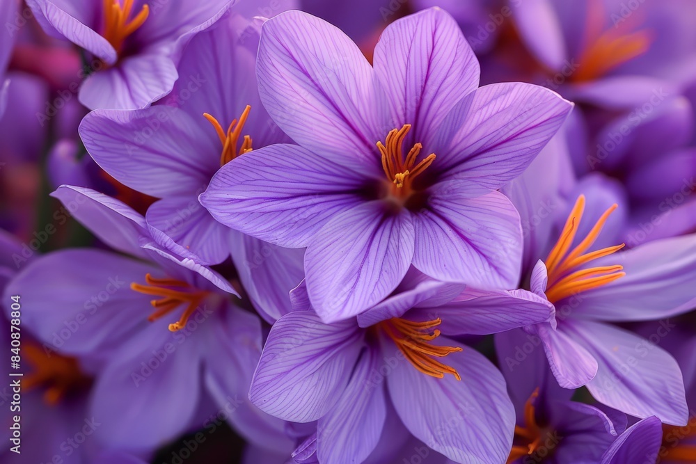 Close-Up of Vibrant Purple Crocus Flowers Close-Up of Vibrant Purple Crocus Flowers