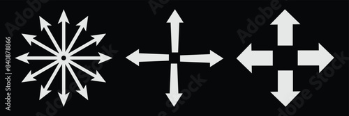 Inward arrow vector. Arrows circle, round arrow hand drawn doodle. Splash, from the inside out, white background
