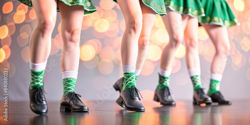 Vibrant Irish Dancing Legs Close Up on Stage in Bright Green Light