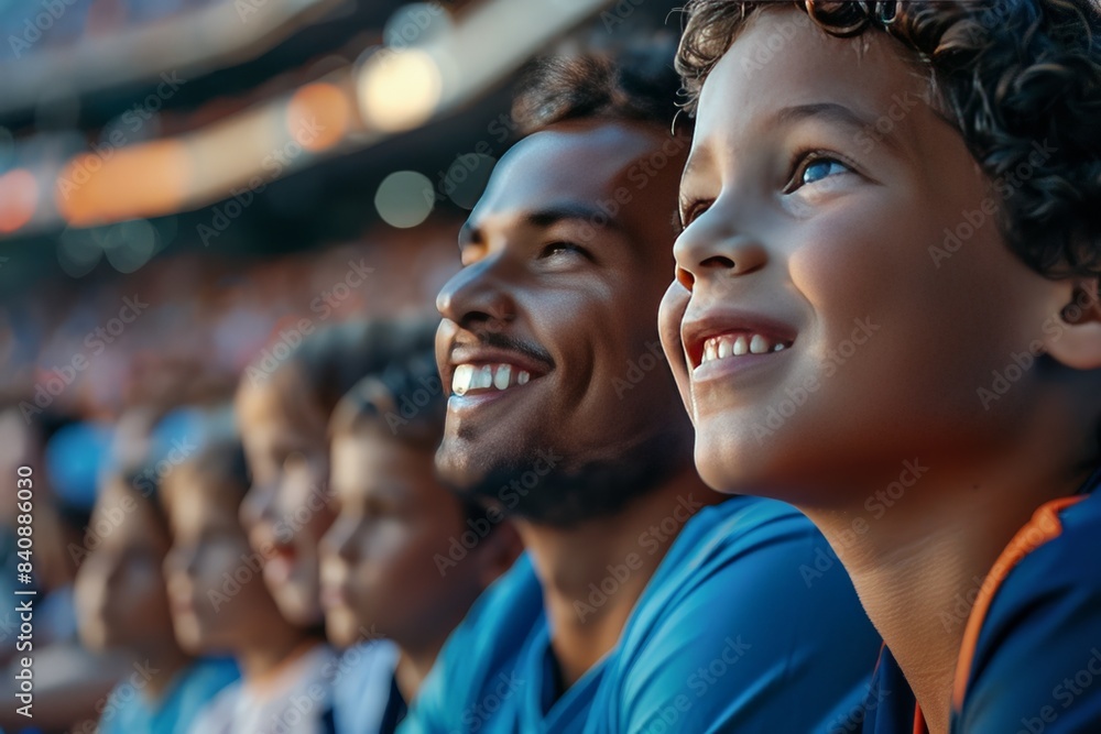 A group of people are shown enjoying a live sports event, conveying joy and excitement A group of people are shown enjoying a live sports event, conveying joy and excitement