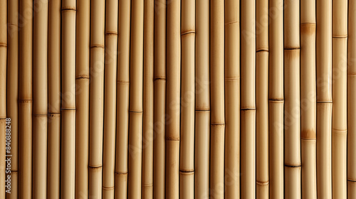 Beige bamboo stems wall or fence  decorative  natural background  vertical planks  banner with texture pattern  organic eco friendly material