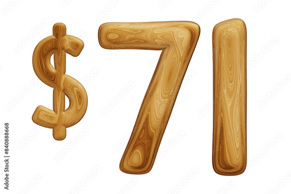 Wooden 71 dollar for price and offer concept