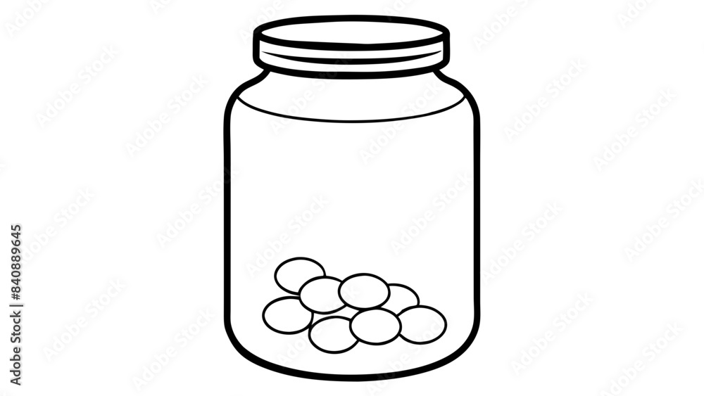 Medicine Bottle - jar filled with pills. Medicine Bottle - jar filled with pills.