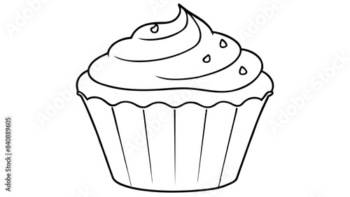 An outline drawing of a cupcake with frosting