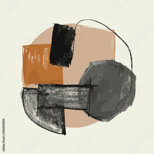 Wallpaper Mural Abstract Geometric Wall Art, Modern Minimalist Poster, Unique Home Decor, Contemporary Art Print, Mid Century Design Aesthetic Torontodigital.ca