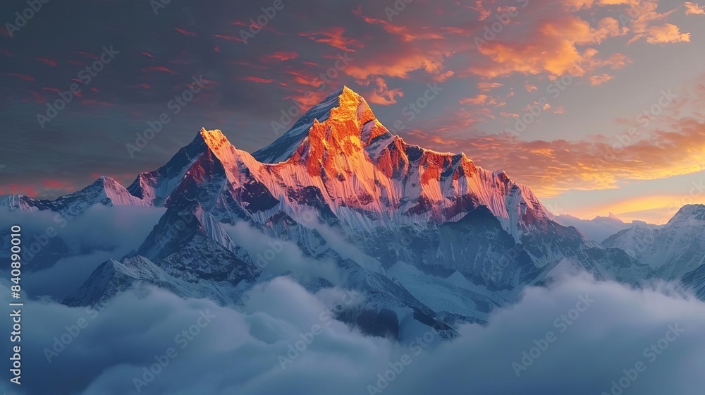 Majestic mountain range at sunrise