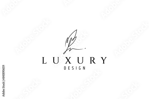signature quill logo with continuous line design style