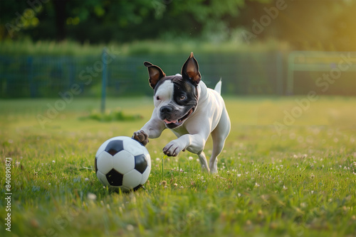 dog playing football © Stefano