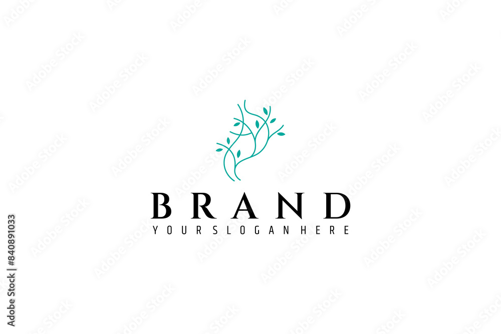 Stomach organ logo with plant combination in line art design style Stomach organ logo with plant combination in line art design style