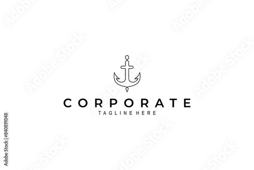 Wallpaper Mural ship anchor logo in minimalist linear line art design style Torontodigital.ca