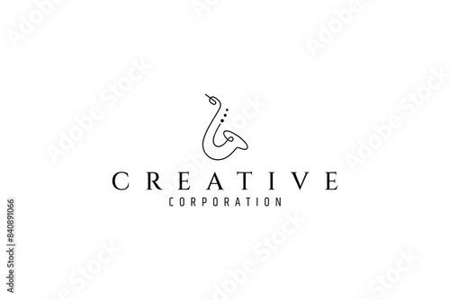 saxophone logo with continuous line design style