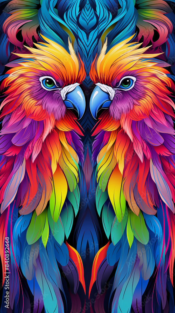 Obraz premium Parrot Pattern Background, Texture, Wallpaper, Background, Cell Phone Cover and Screen, Smartphone, Computer, Laptop, 9:16 Format - PNG