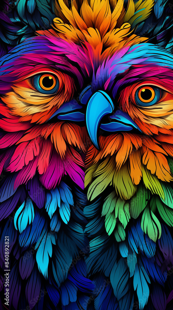 Fototapeta premium Parrot Pattern Background, Texture, Wallpaper, Background, Cell Phone Cover and Screen, Smartphone, Computer, Laptop, 9:16 Format - PNG