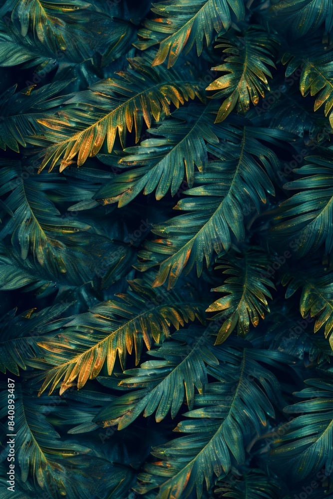 summer background with tropical palm leaves and branches
