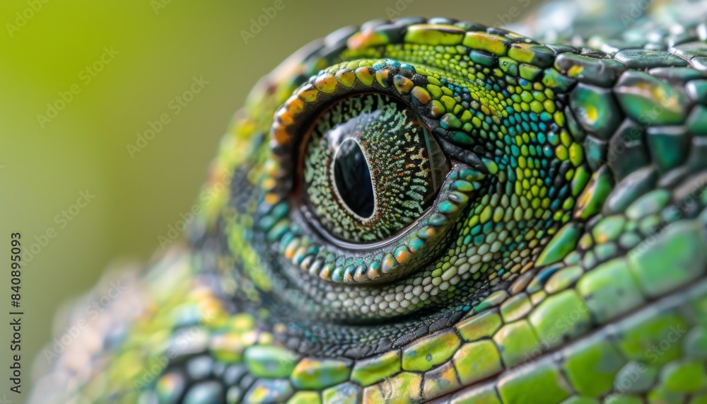 Fototapeta premium Lizard close up eye portrait. Reptile animal nature photo exotic pet macro