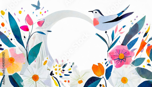 flowers and birds frame