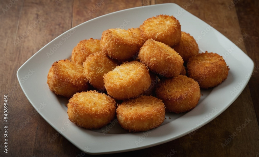 Food Photography Crispy Cheese Croquettes Arranged on a Plate