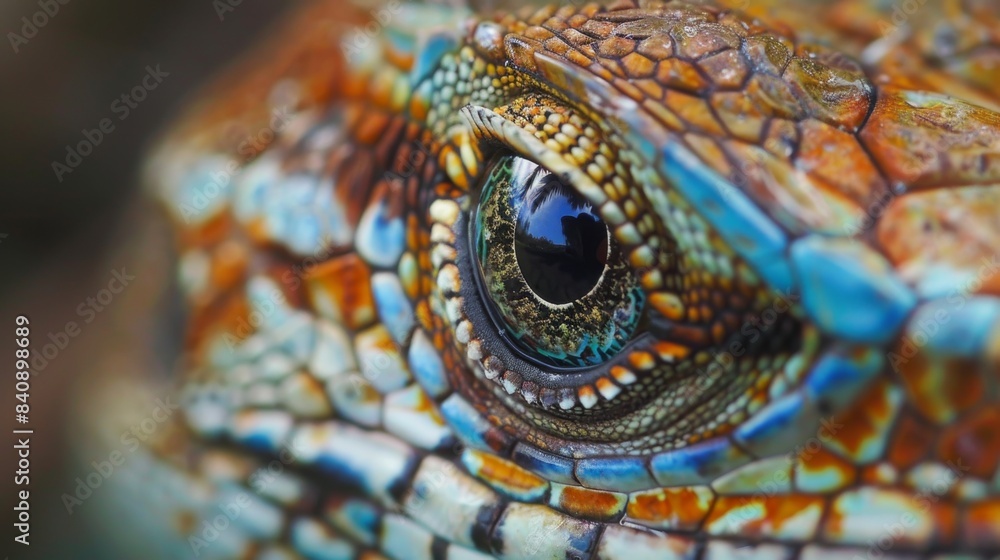 Fototapeta premium Lizard close up eye portrait. Reptile animal nature photo exotic pet macro