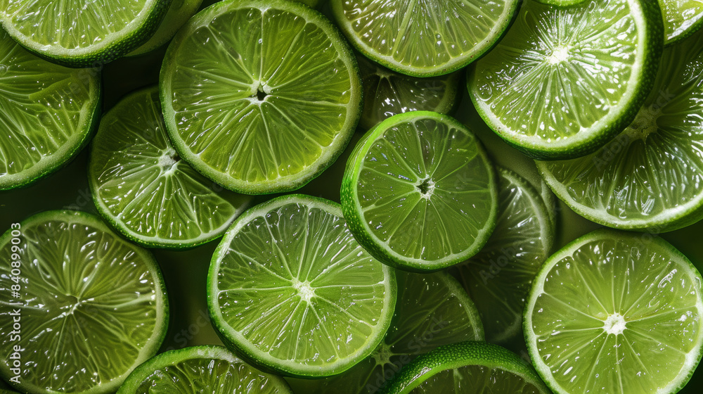 Fresh Lime Slices with Vibrant Green Hues Fresh Lime Slices with Vibrant Green Hues