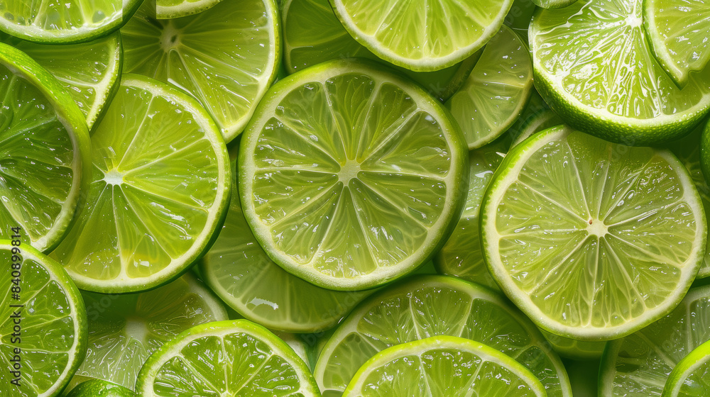 Fresh Lime Slices with Vibrant Green Hues Fresh Lime Slices with Vibrant Green Hues