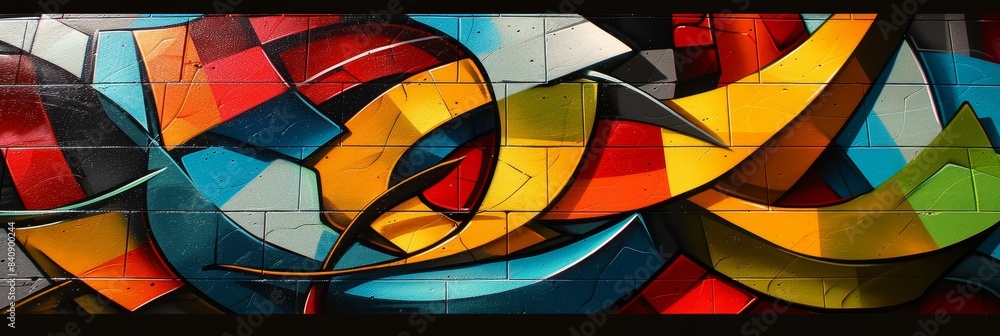 Fototapeta premium Vibrant urban graffiti pattern with expressive street art, reflecting contemporary creativity