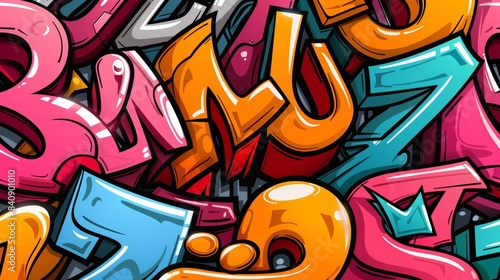 Wallpaper Mural Vibrant seamless urban graffiti art pattern  colorful tags and street murals fusion Torontodigital.ca