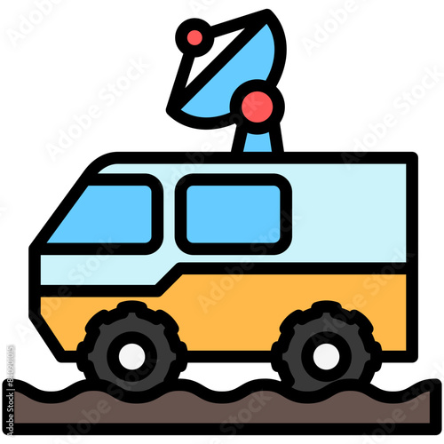 Space car lineal multi color icon, related to education and technology theme. use for modern concept, web and app development.
