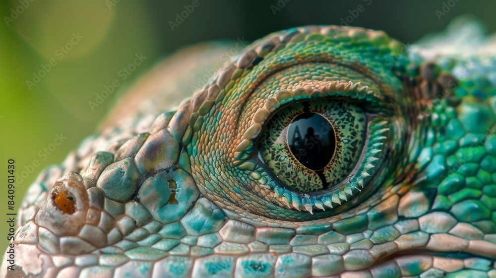 Fototapeta premium Lizard close up eye portrait. Reptile animal nature photo exotic pet macro