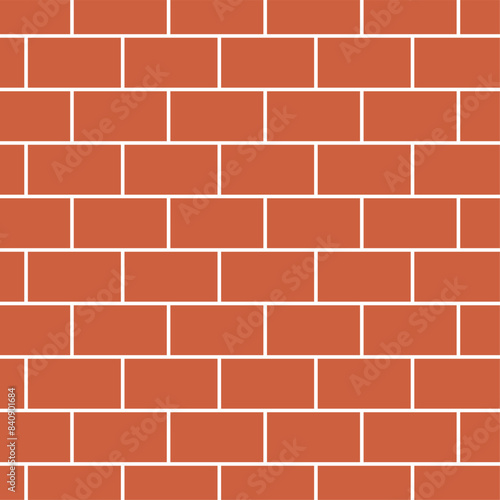Brick pattern. Seamless vector orange color brick wall background. Red bricks wall vector wallpaper texture.