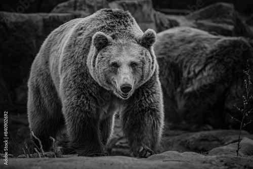 Wallpaper Mural black and white photographs of a brown bear in the wild Torontodigital.ca