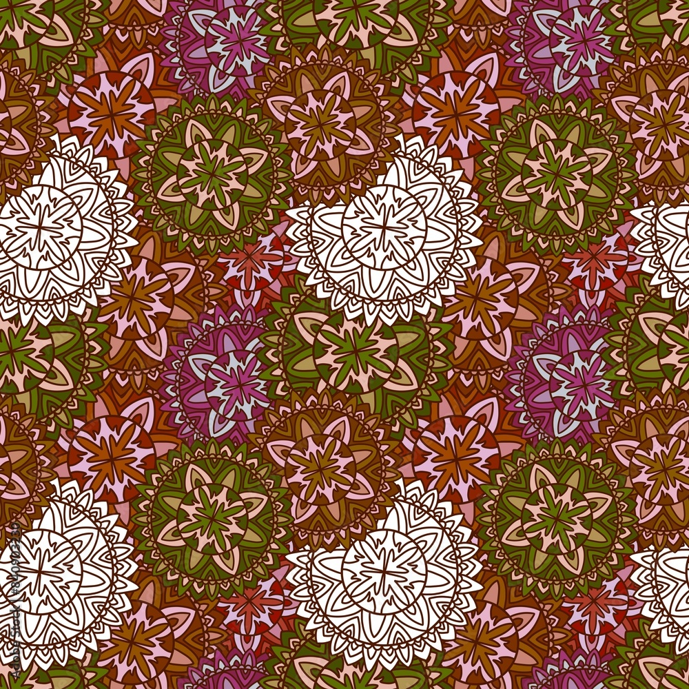 Seamless circle mandala pattern for wrapping paper and fabrics and linens Seamless circle mandala pattern for wrapping paper and fabrics and linens
