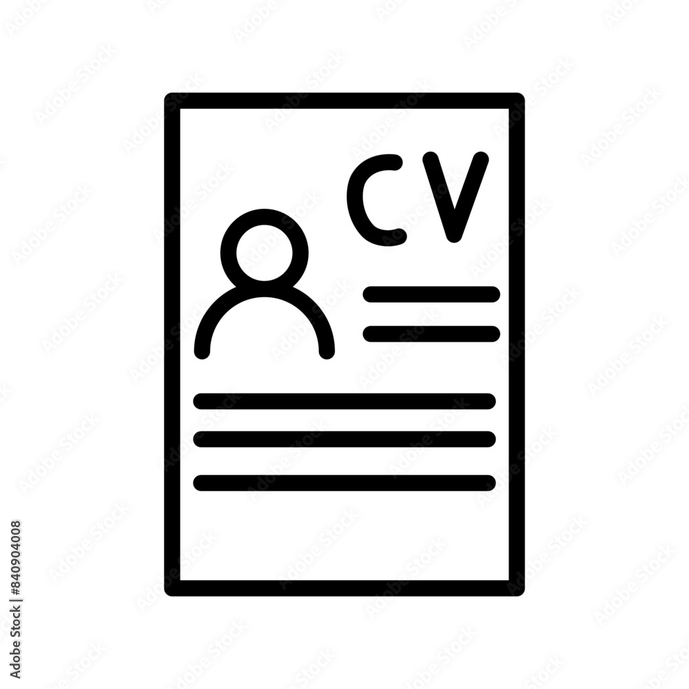 Curriculum vitae line icon. Employee icon. Human resources icon isolated on white background. Transparent background, minimalist symbol. Vector images Curriculum vitae line icon. Employee icon. Human resources icon isolated on white background. Transparent background, minimalist symbol. Vector images