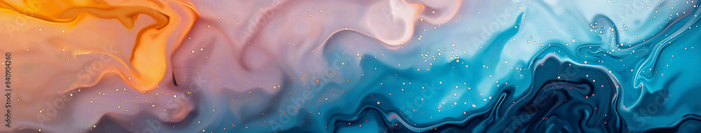 A painting of a wave with a blue and orange background A painting of a wave with a blue and orange background