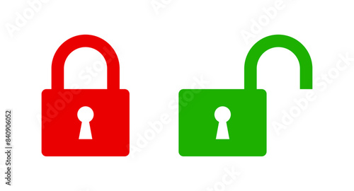 Locked and unlocked padlock icon