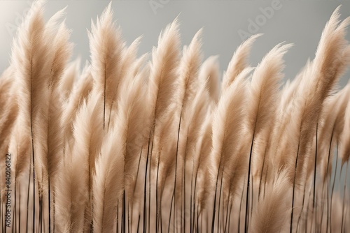 Elegant pampas grass arrangement, soft natural decor, minimalist home design, beige and neutral tones, cozy interior setting, boho style decor, dried grasses, sunlight and shadows, serene ambiance