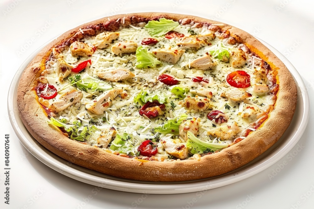 Tasty Caesar Chicken Pizza with Creamy Vinaigrette and Shaved Parmesan Tasty Caesar Chicken Pizza with Creamy Vinaigrette and Shaved Parmesan