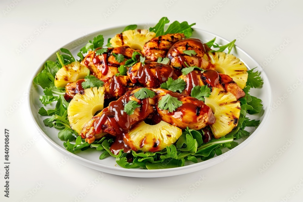 BBQ Chicken with Grilled Pineapple and Fresh Cilantro Adornments BBQ Chicken with Grilled Pineapple and Fresh Cilantro Adornments