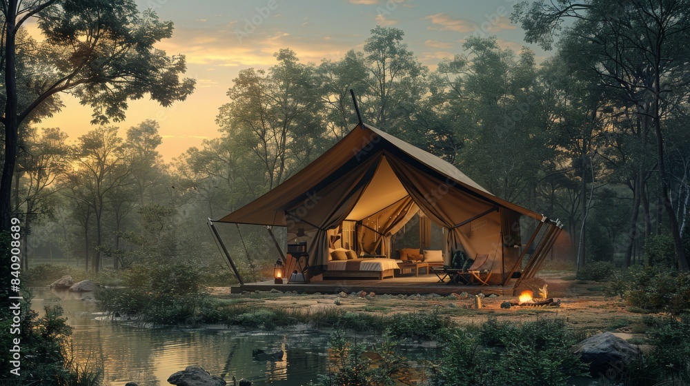 Camp in the beautiful countryside with glamping. Luxury glamorous camping with glamping